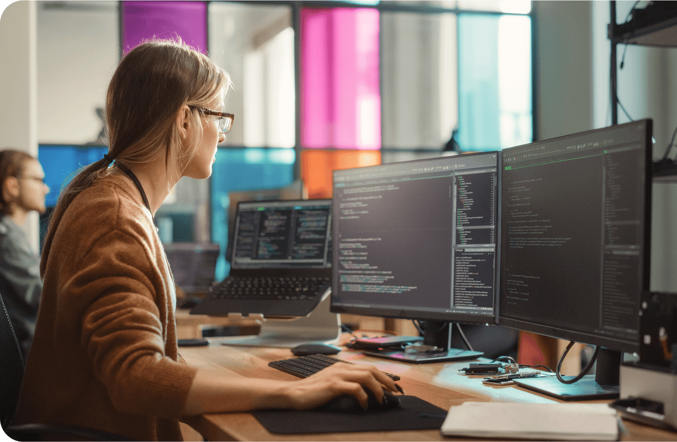 Person sitting at computer
